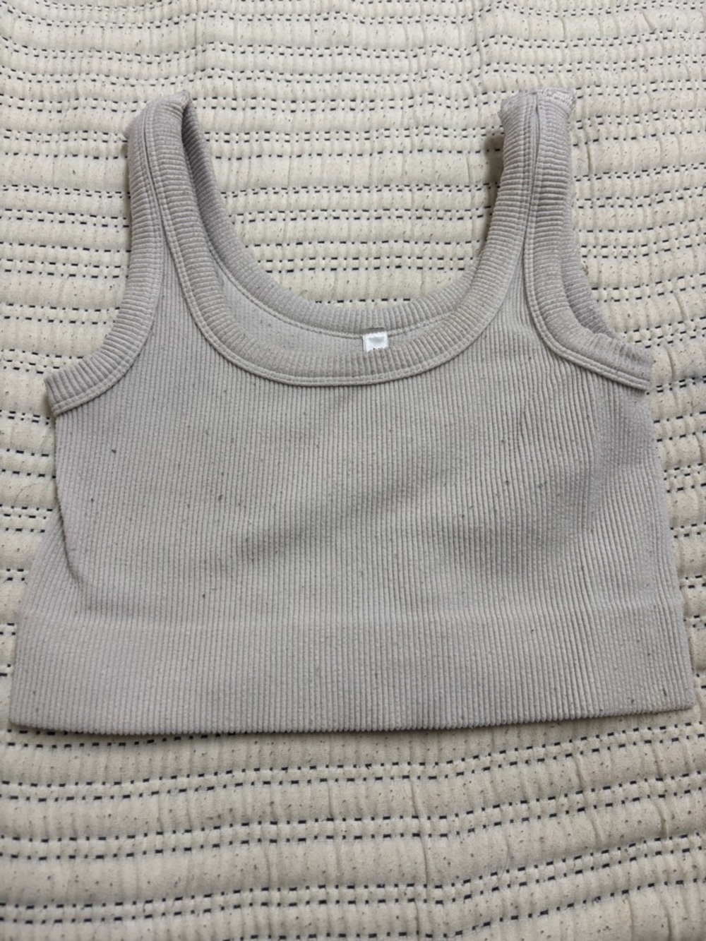 Zenana Outfitters Ribbed Scoop Neck Crop Tank - Light Beige